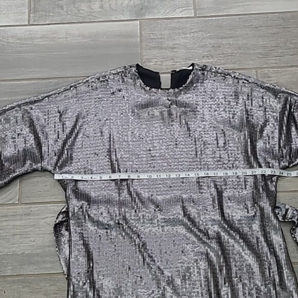 Anine Bing Angie Antique Silver Sequin Mini Dress Women's Cocktail Size XS - Picture 14 of 15